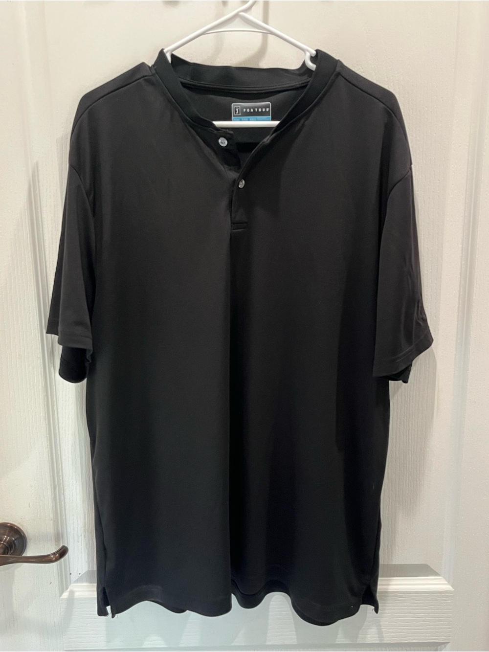 PGA Tour Black Short-Sleeve Henley Polo XXL